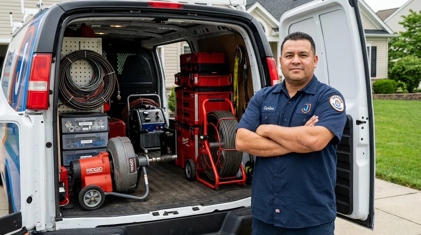 Professional drain cleaning equipment and Johns Plumbing LLC plumber in Champlin