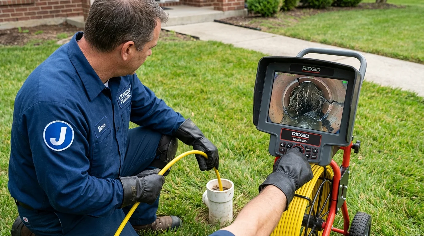 Sewer camera inspection being performed by Johns Plumbing LLC in Champlin